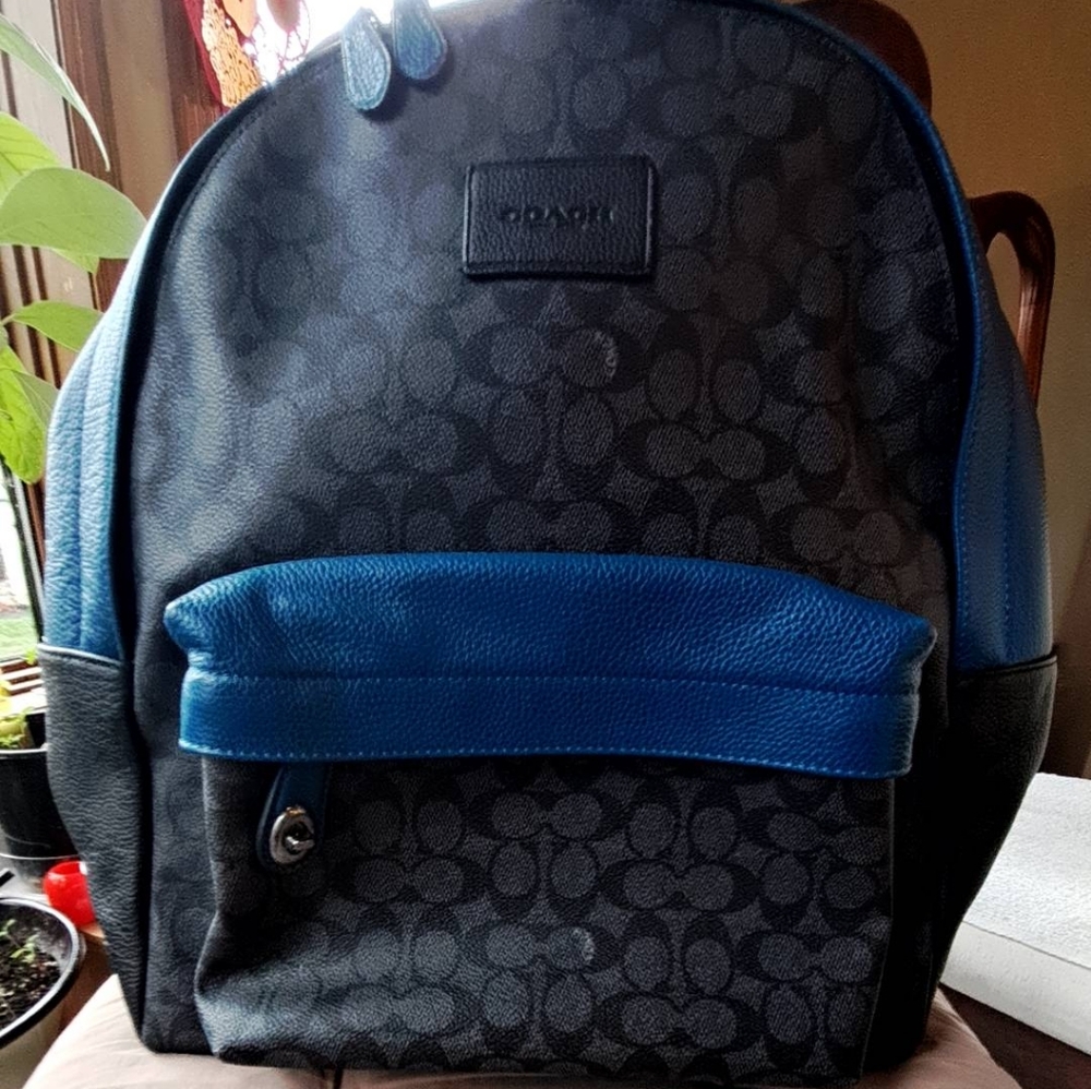 NWT Coach Campus Signature Coated Canvas Backpack F72051 Denim Charcoal